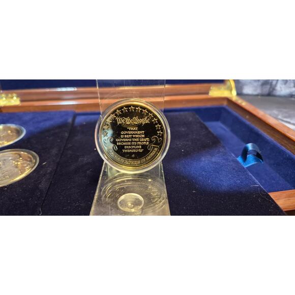 The Franklin Mint Founding Fathers Coin 7pcs 24 Gold Plated with Box - Picture 5 of 7